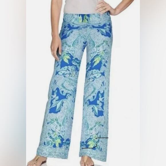 LILLY PULITZER Bal Harbour Palazzo Pull-on Pants Blue Current Sea XS - Picture 5 of 6